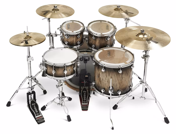 DWe 5-Piece Candy Black Burst Over Curly Maple Exotic Kit - Elektroakustická bicí souprava