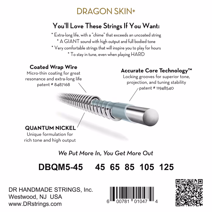 DR Strings Dragon Skin+ DBQM5-45 - Struny pro pětistrunnou baskytaru