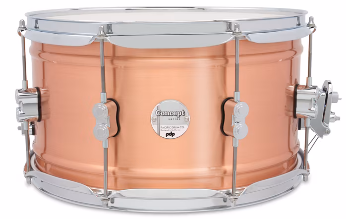 PDP 14" x 8" Concept Metal Satin Brushed Copper Snare Drum - Snare bubínek