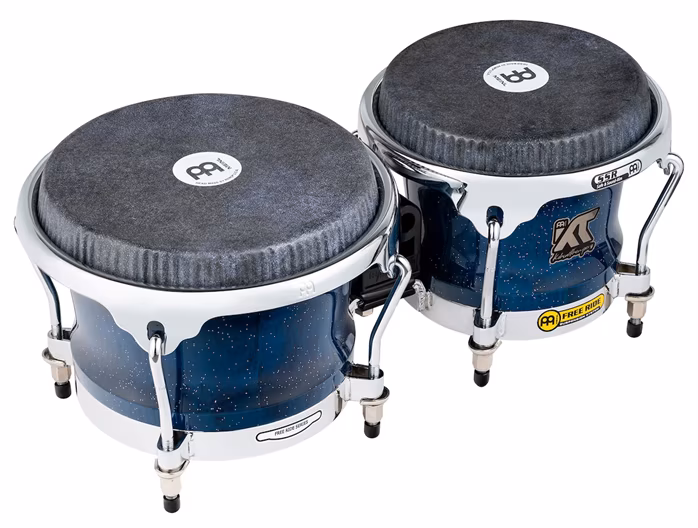 Meinl Artist Series Bongo William "Kachiro" Thompson, REMO® Black Calfskin Skyndeep Heads - 7" & 8 1/2" Blue Wave - Bonga