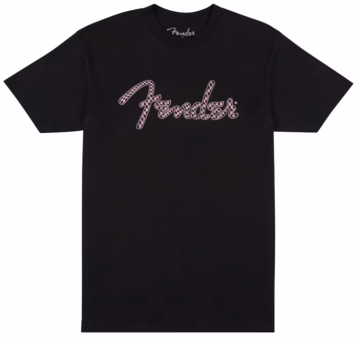 Fender Spaghetti Logo Wavy Checker Tee Pink S - Tričko