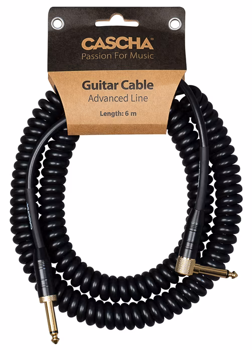 Cascha Advanced Line Guitar Cable Curly Black 6m - Kroucený nástrojový kabel