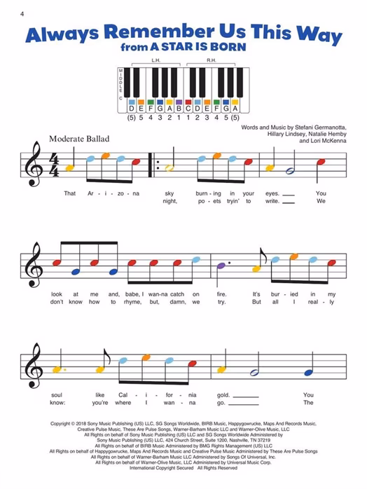 MS Piano-by-Color - Pop Songs (zánovní) - Noty pro klavír