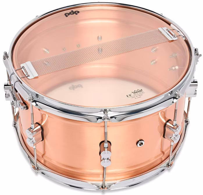 PDP 14" x 8" Concept Metal Satin Brushed Copper Snare Drum - Snare bubínek