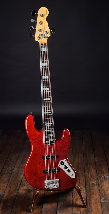 Papež Jazz Bass 5 Custom Trans Red - Elektrická baskytara