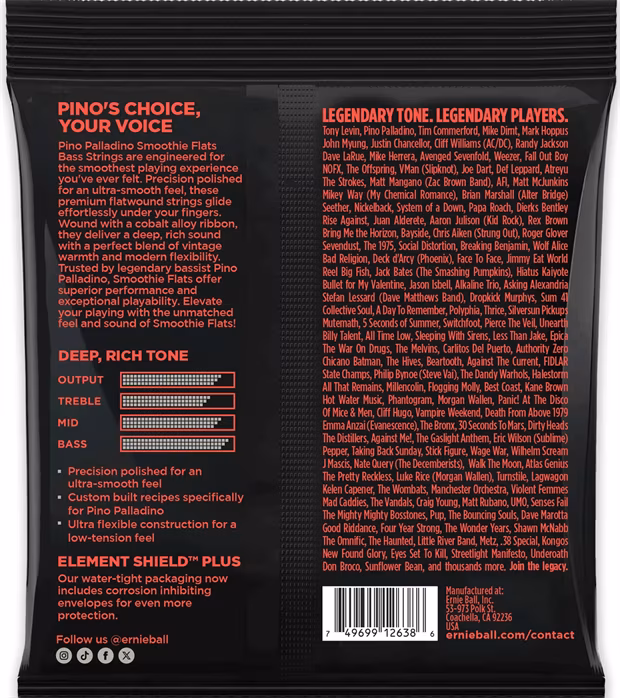 Ernie Ball Medium Pino Palladino Smoothie Flats 43-108 - Struny pro baskytaru