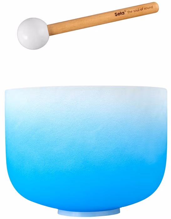 Sela Crystal Singing Bowl Chakra 10" - Blue, Throat, G (432Hz) - Tibetská zpívající mísa