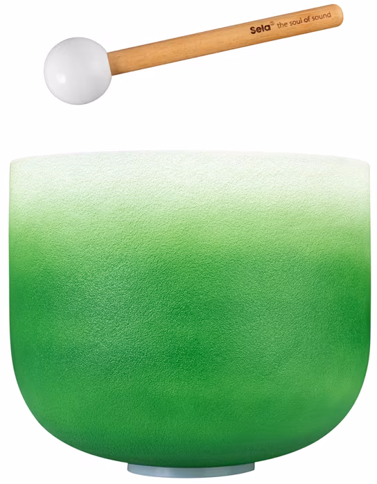 Sela Crystal Singing Bowl Chakra 11" - Green, Heart, F (432Hz) - Tibetská zpívající mísa