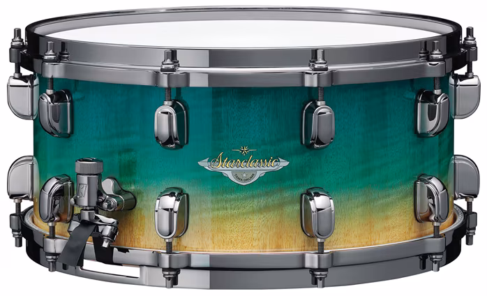 Tama Starclassic Maple Exotic Snare Drum 14" x 6,5" - Marine Shoreline Movingui Fade/Black Nickel HW - Snare bubínek