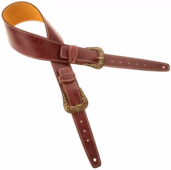 Magrabò Twin Buckle TS Aged Tosca / Sun Brass Buckle 7 cm - Kytarový popruh