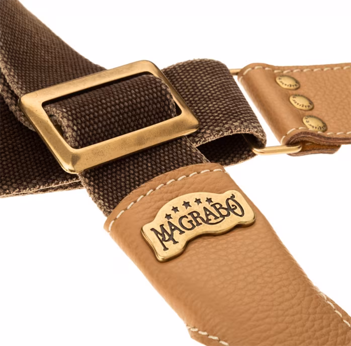 Magrabò Stripe SS Cotton Washed Brown / Cappuccino 5 cm - Kytarový popruh