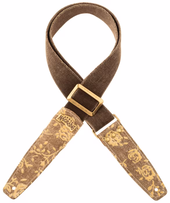 Magrabò Stripe SS Cotton Washed Brown / White Rose 5 cm - Kytarový popruh