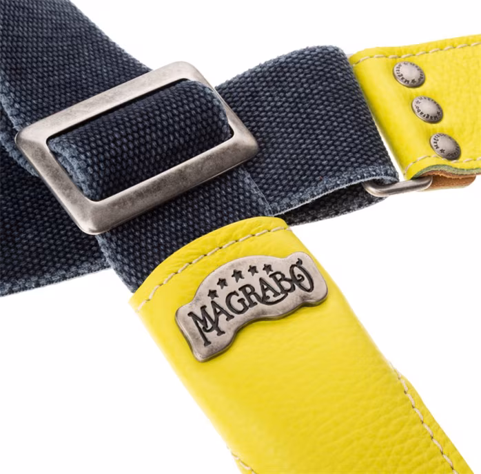 Magrabò Stripe SS Cotton Washed Blue / Lime 5 cm - Kytarový popruh