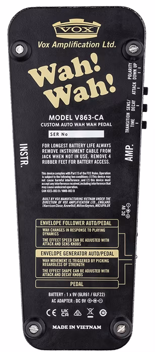 Vox V863-CA Custom Auto Wah Wah - Wah Wah pedál
