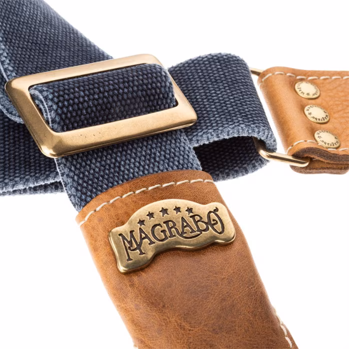 Magrabò Stripe SS Cotton Washed Blue / Aged 959 5 cm - Kytarový popruh