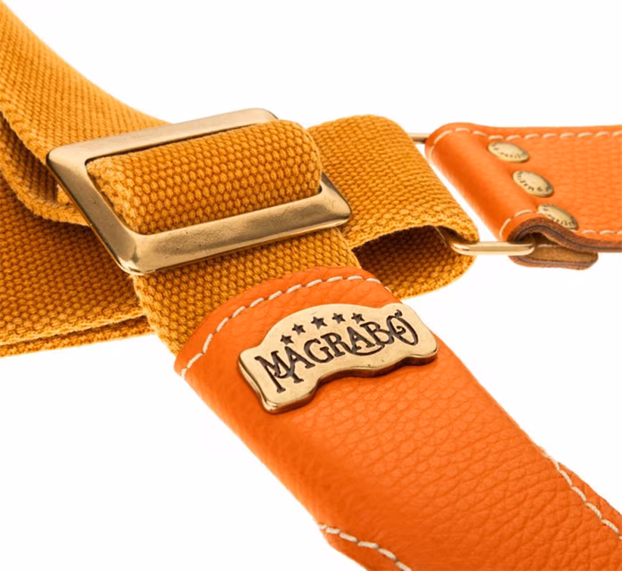 Magrabò Stripe SS Cotton Washed Ocra / Orange 5 cm - Kytarový popruh