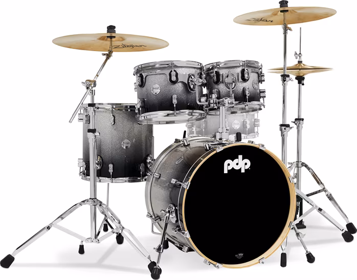 PDP Concept Maple 4 Piece Studio Set Silver to Black Fade Laquer - Bicí souprava