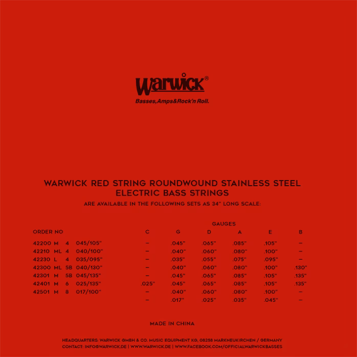 Warwick 42230 L - Struny pro baskytaru