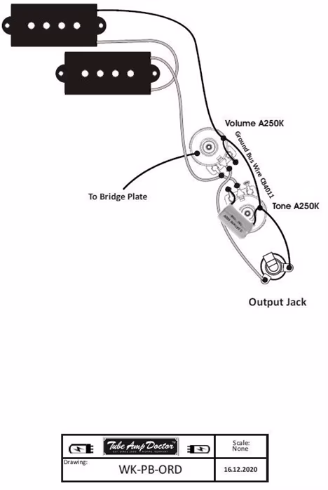 Tube Amp Doctor Wiring Kit for P-Style Bass - Potenciometry