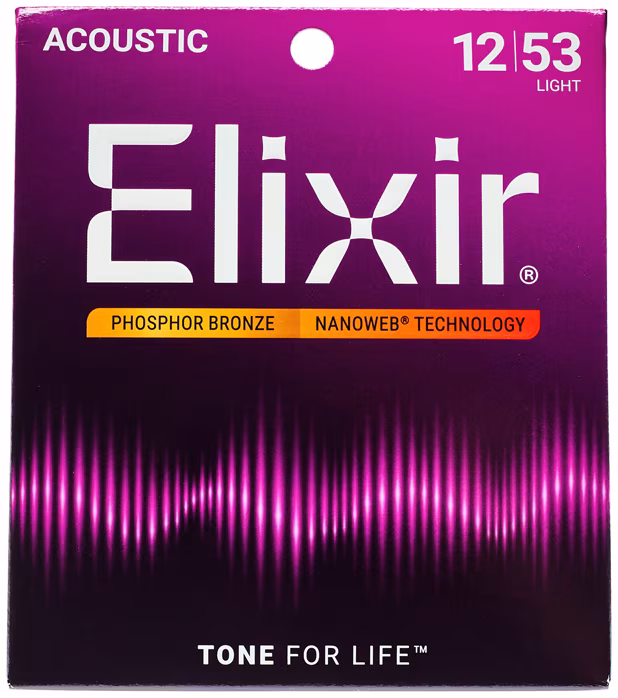 Elixir Nanoweb Phosphor Bronze Light - Kovové struny pro akustickou kytaru