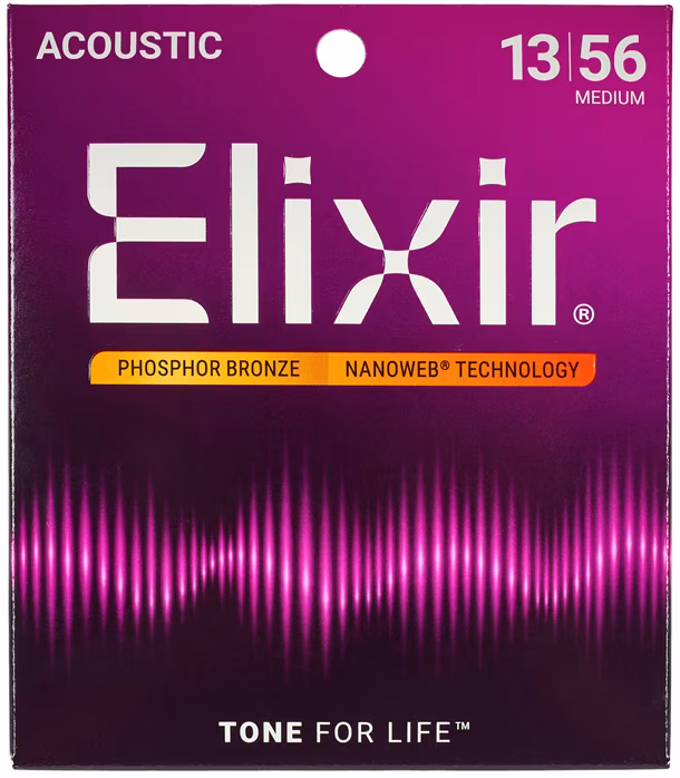 Elixir Nanoweb Phosphor Bronze Medium - Kovové struny pro akustickou kytaru