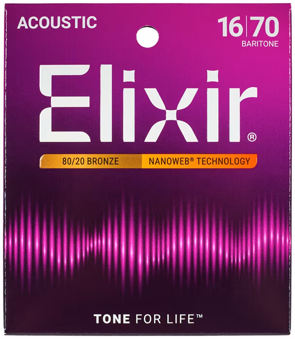 Elixir Nanoweb 80/20 Bronze Baritone - Struny pro barytonovou akustickou kytaru