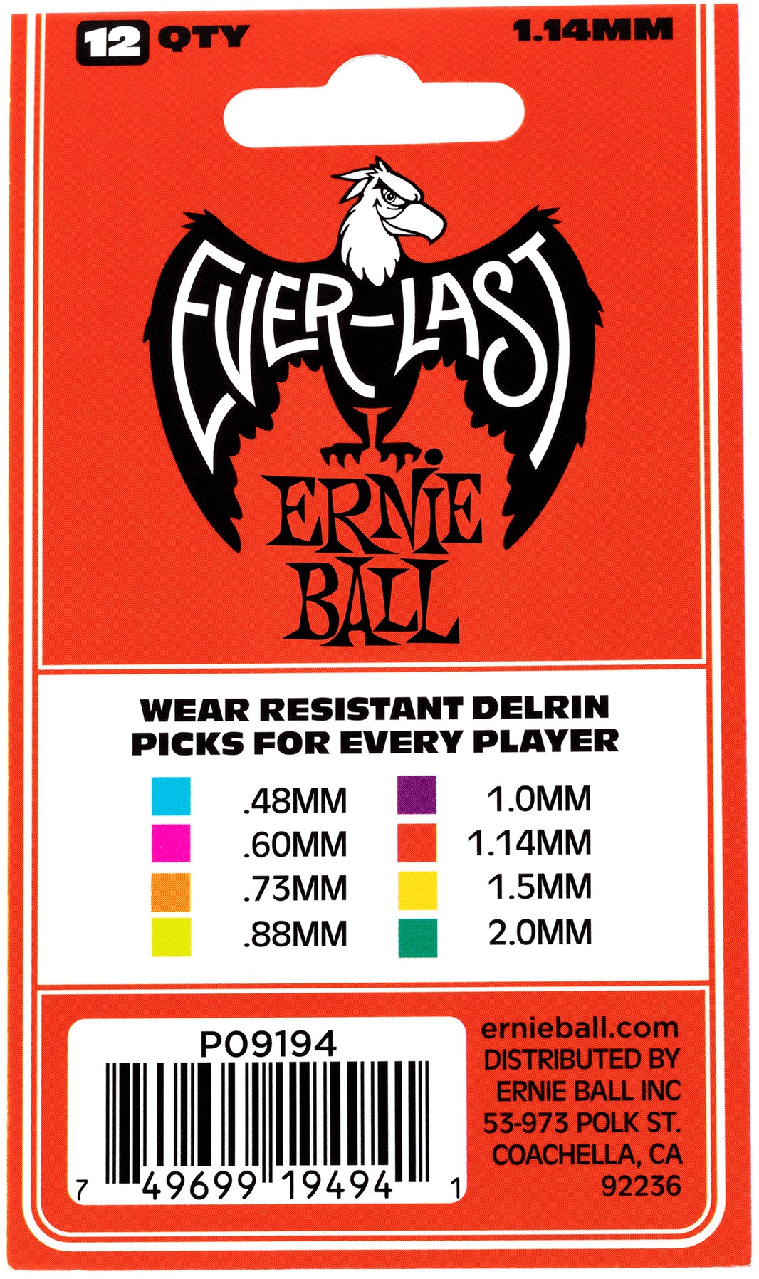 Ernie Ball Everlast Picks 1.14 Red (obrázek 3)
