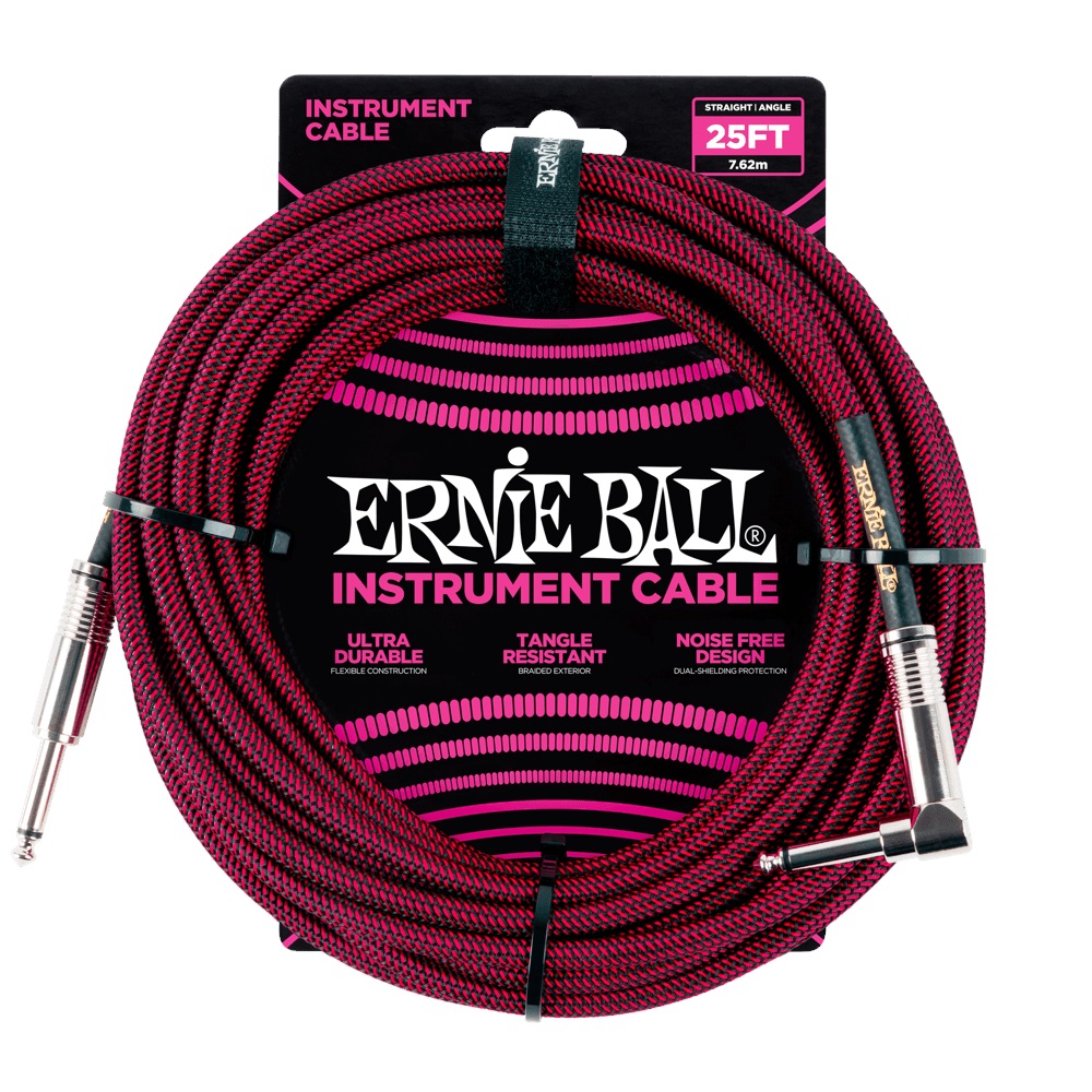Levně Ernie Ball 25' Braided Cable Black/Red