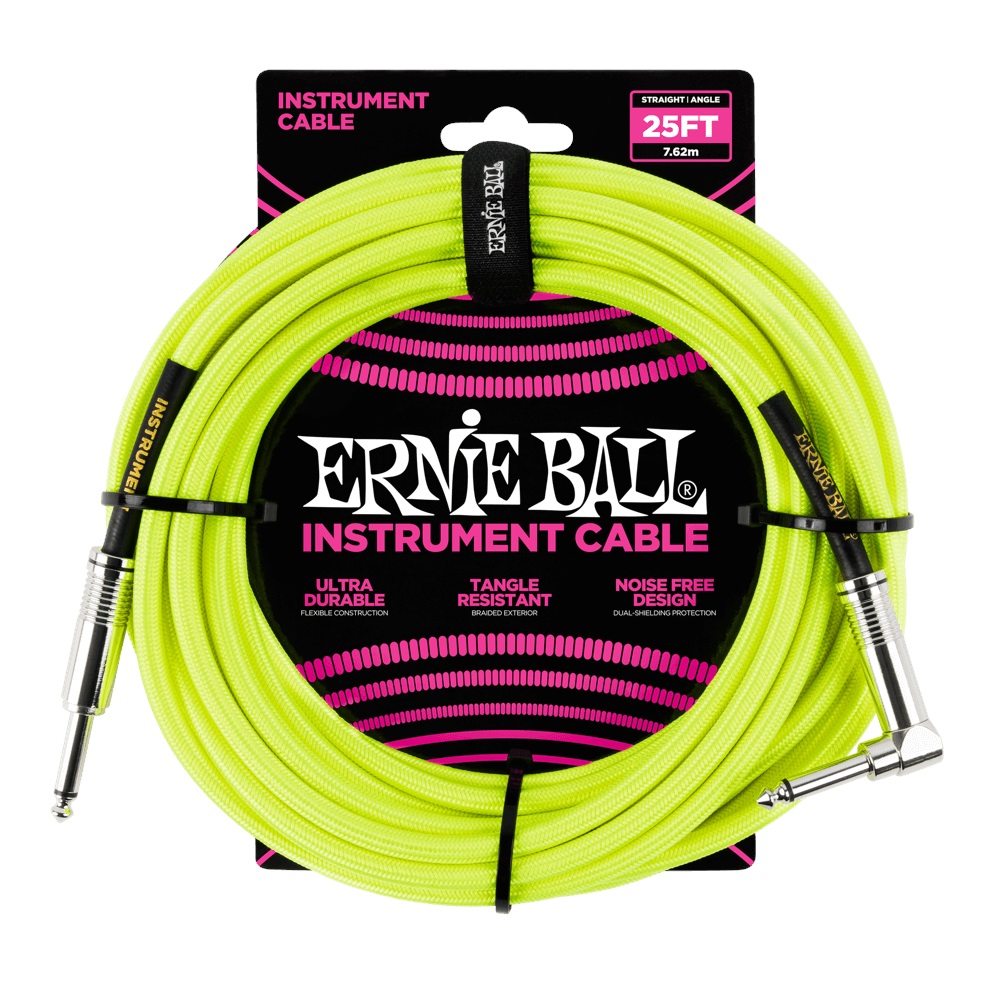 Levně Ernie Ball 25' Braided Cable Neon Yellow