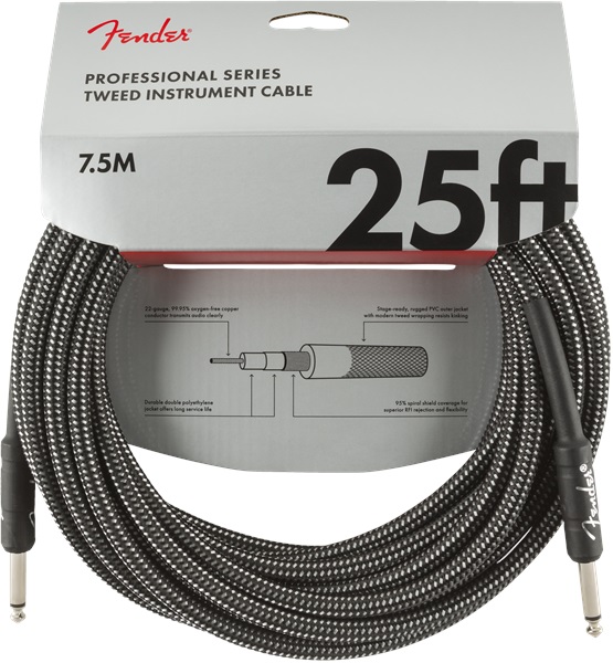 Levně Fender Professional Series 25' Instrument Cable Gray Tweed