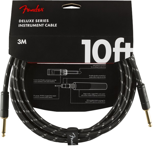 Levně Fender Deluxe Series 10' Instrument Cable Black Tweed