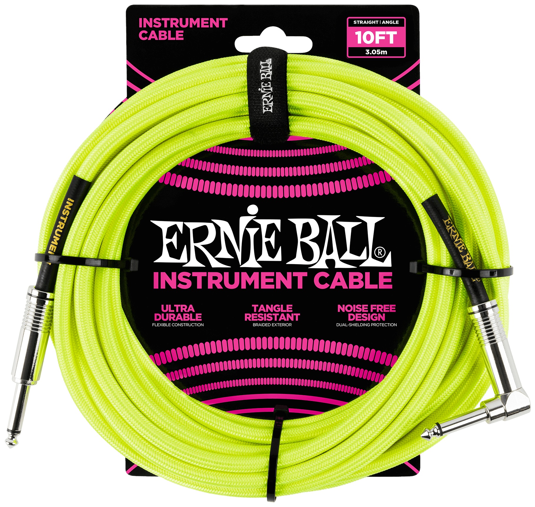 Levně Ernie Ball 10' Braided Cable Neon Yellow