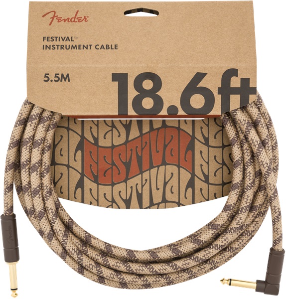 Levně Fender Festival Instrument Cable 18.6' Pure Hemp Brown Stripe