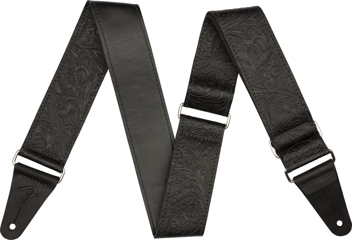 Levně Fender Tooled Leather Guitar Strap Black