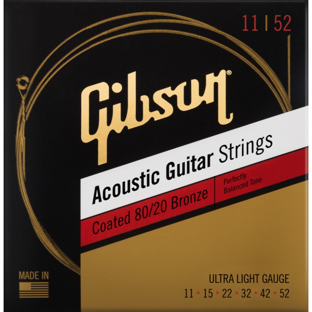 Levně Gibson Coated 80/20 Bronze Acoustic Guitar Strings Ultra-Light