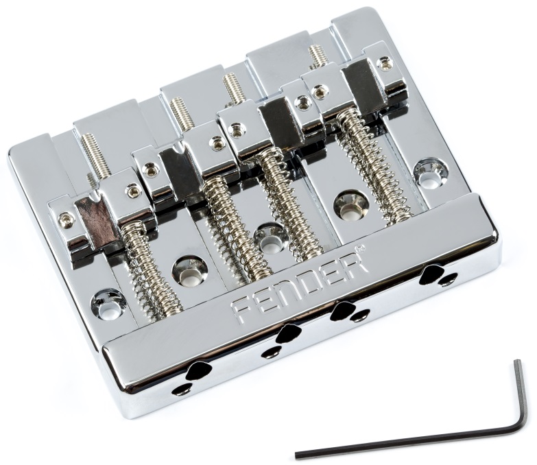 Fender HiMass 4-String Bass Bridge Assembly With Brass Saddles, Chrome