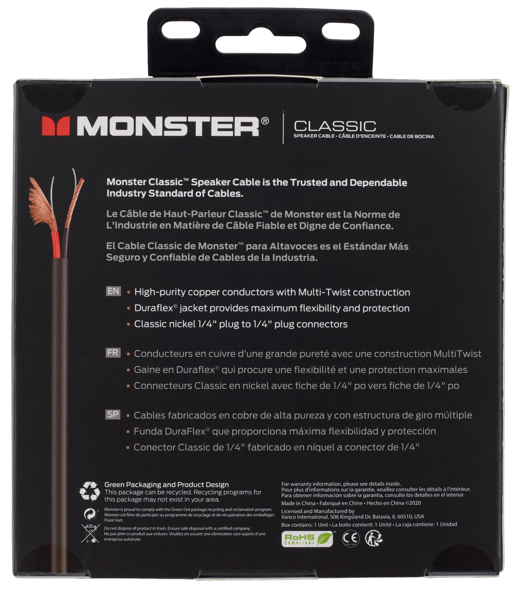 Monster Classic 3' Instrument Cable Straight (obrázek 3)