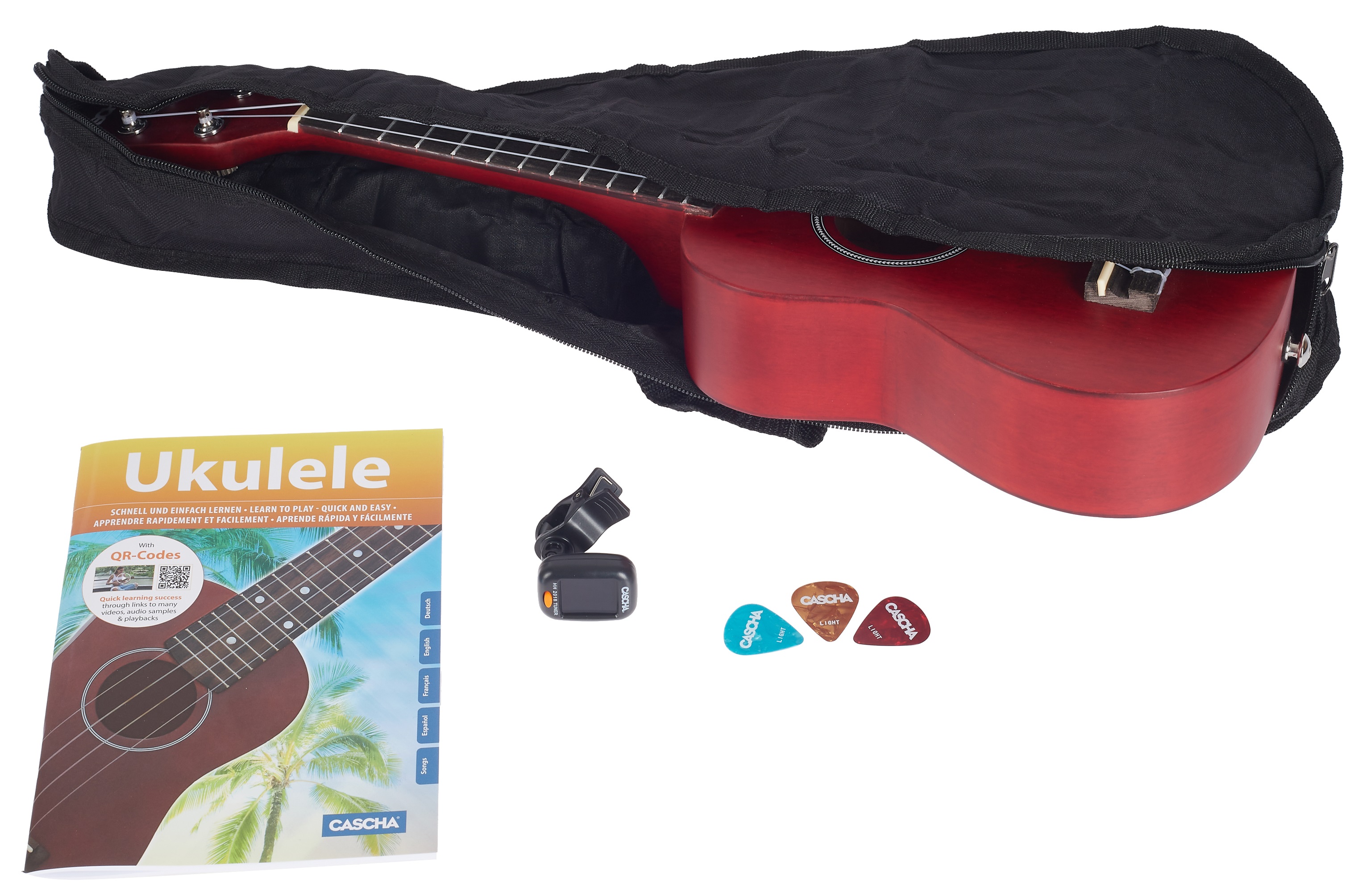 Cascha HH 3970 Soprano Ukulele Bundle Red (obrázek 6)