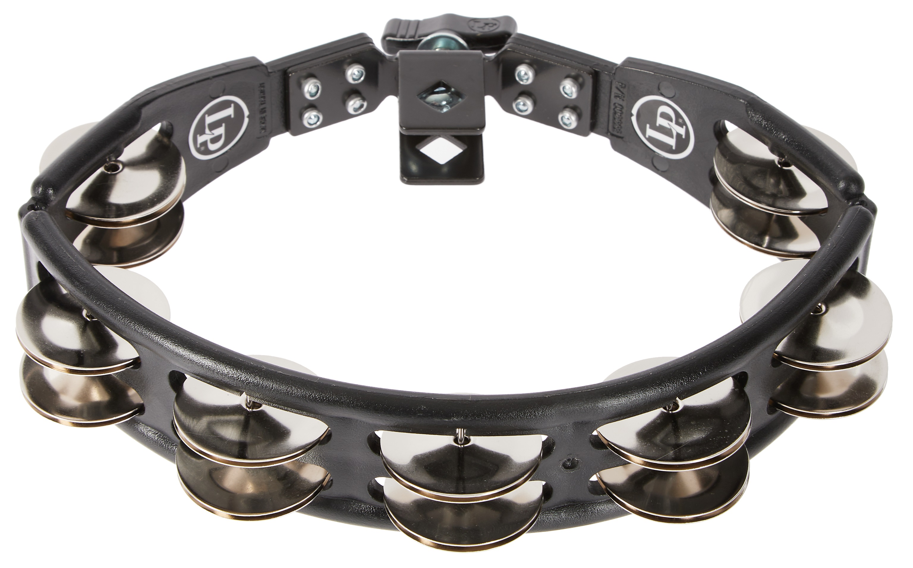 Levně Latin Percussion Cyclops Tambourine Steel Jingles Black Mountable