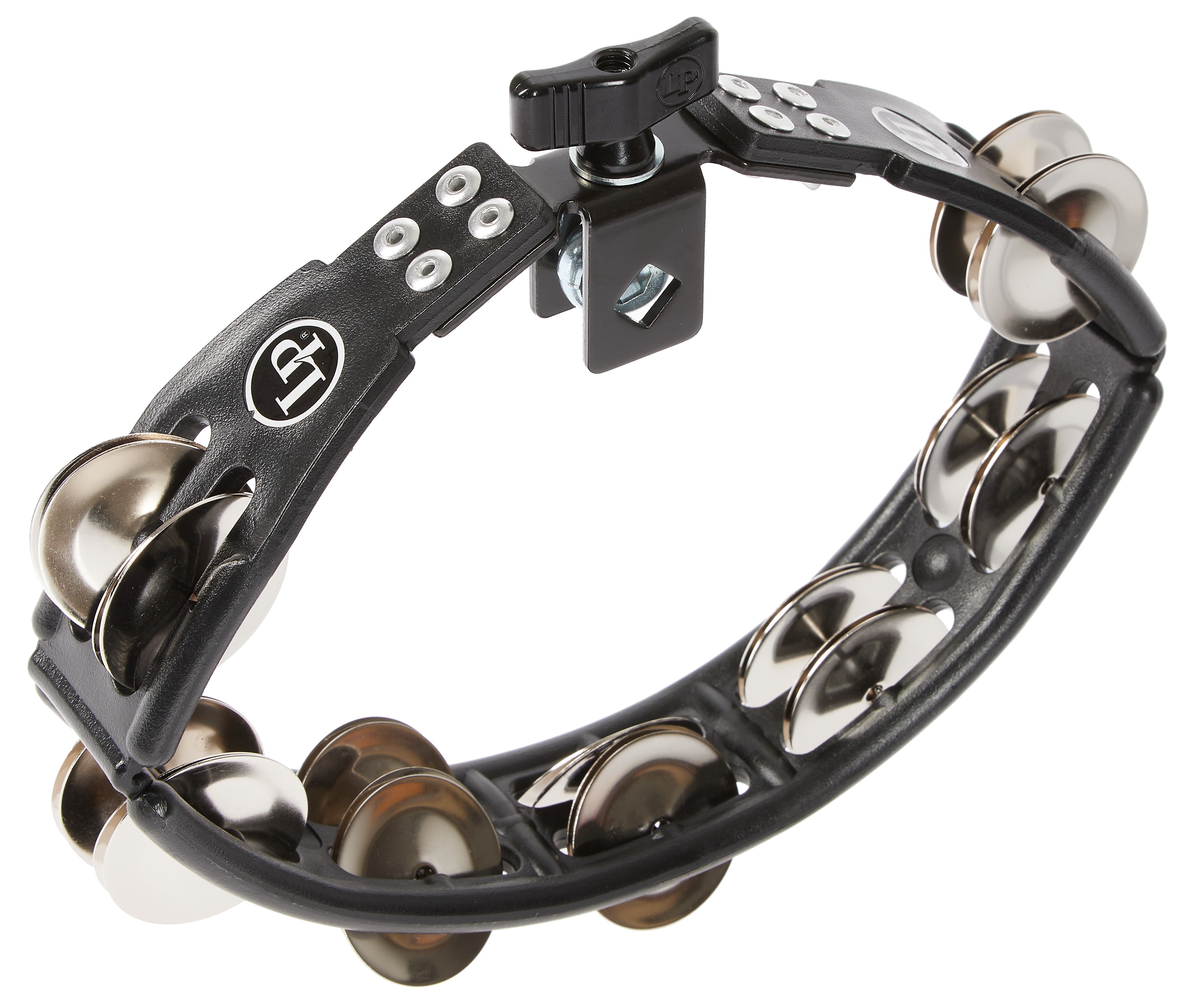 Latin Percussion Cyclops Tambourine Steel Jingles Black Mountable (obrázek 3)