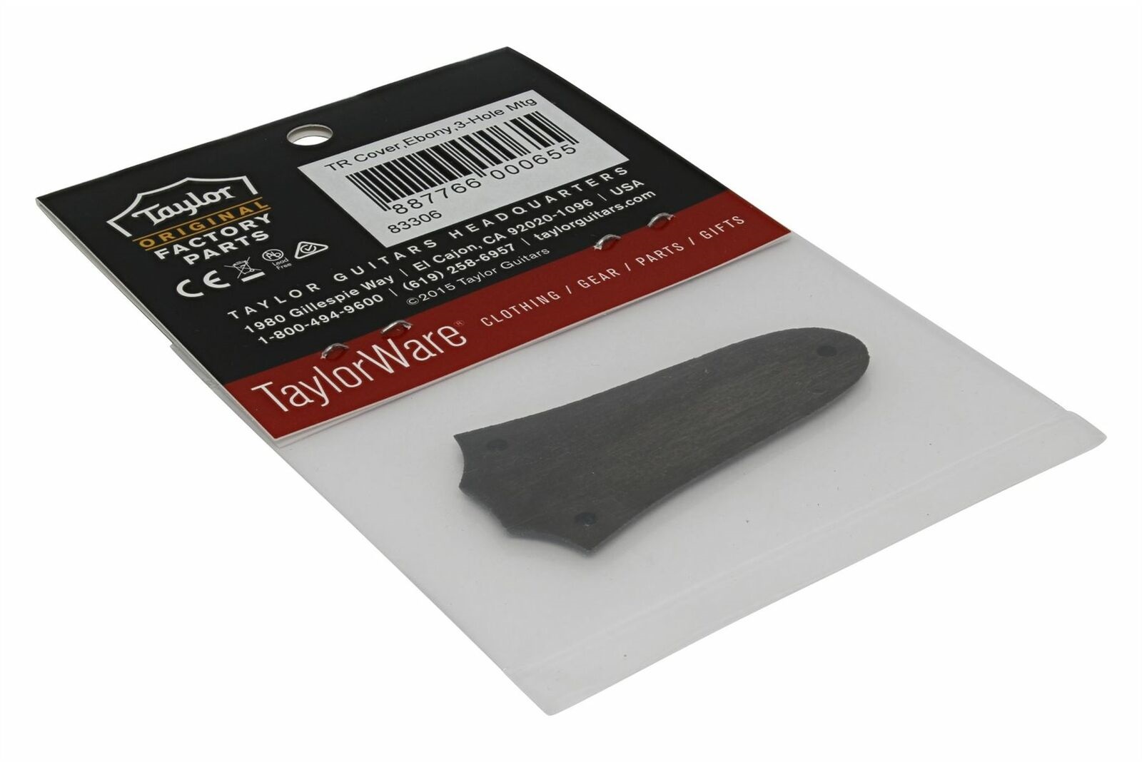 Taylor 83306 Truss Rod Cover Ebony 3 Hole (obrázek 3)