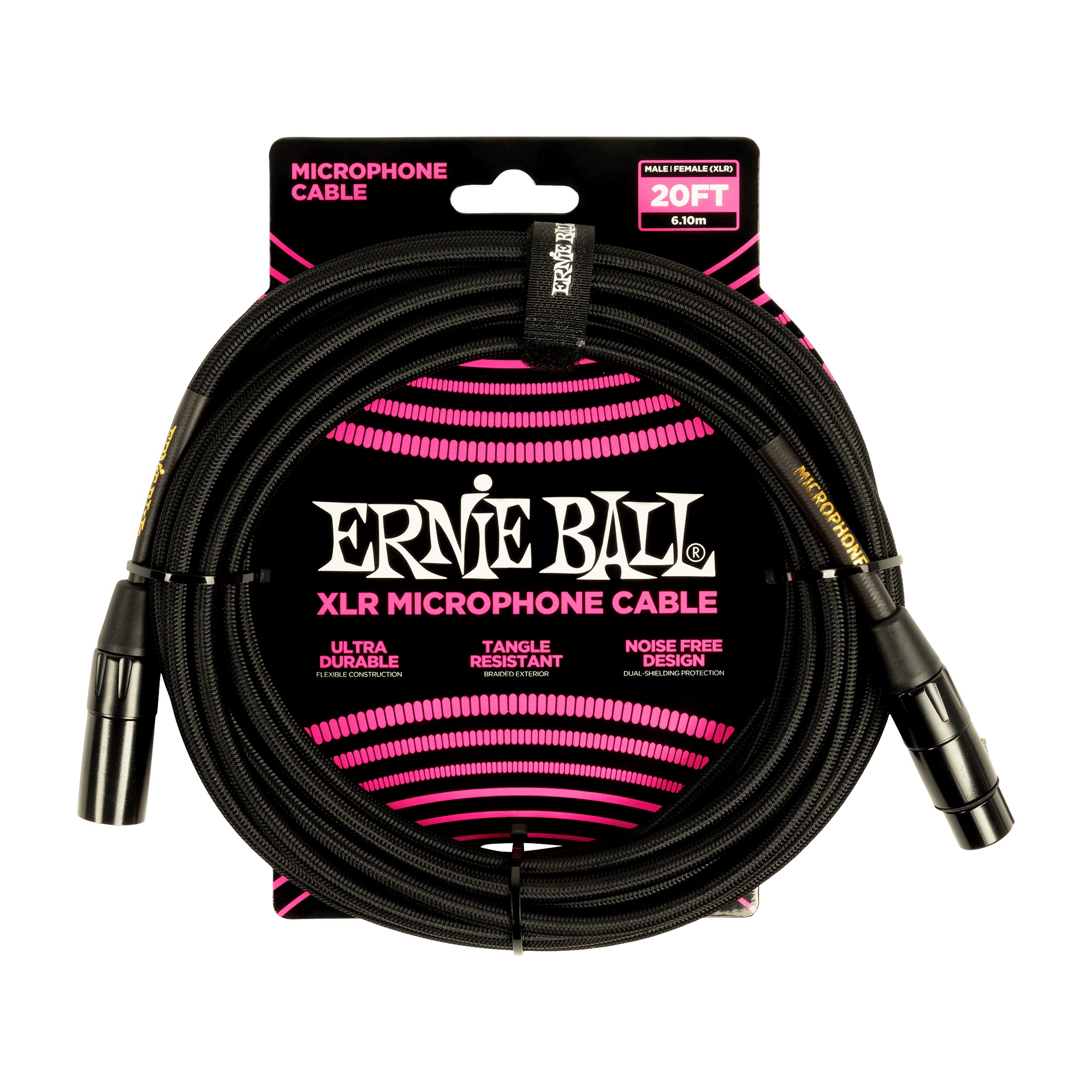 Levně Ernie Ball 20' Braided XLR Cable Black
