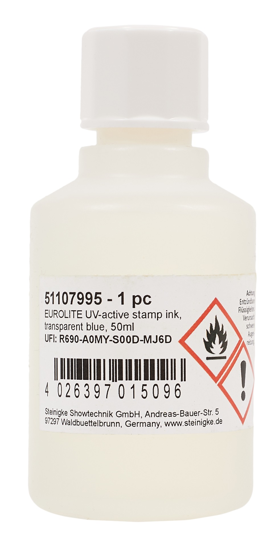 Levně Eurolite UV-Active Stamp Ink Transparent Blue 50 ml