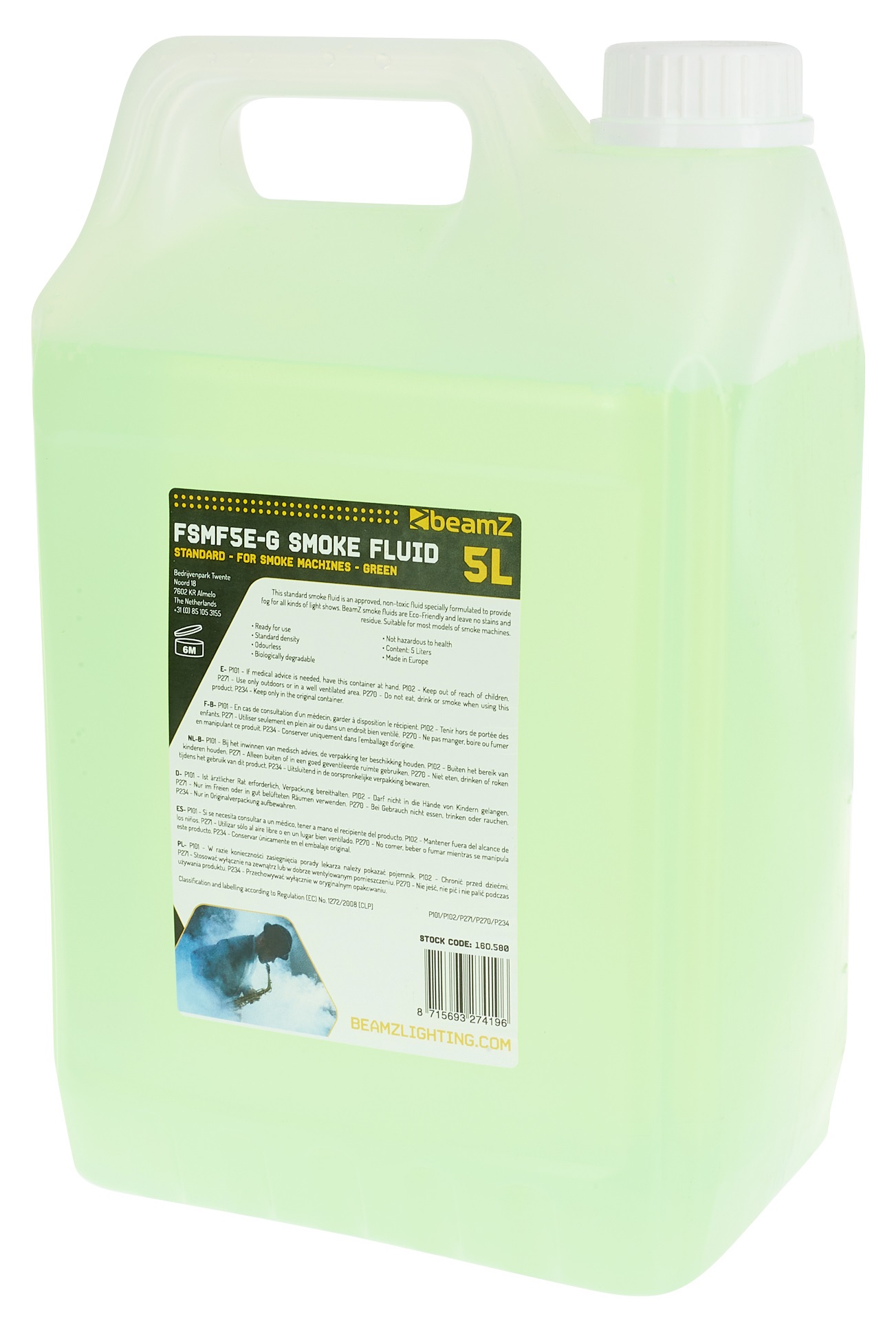 Levně BeamZ FSMF5E-G Smoke Fluid 5L Standard Green