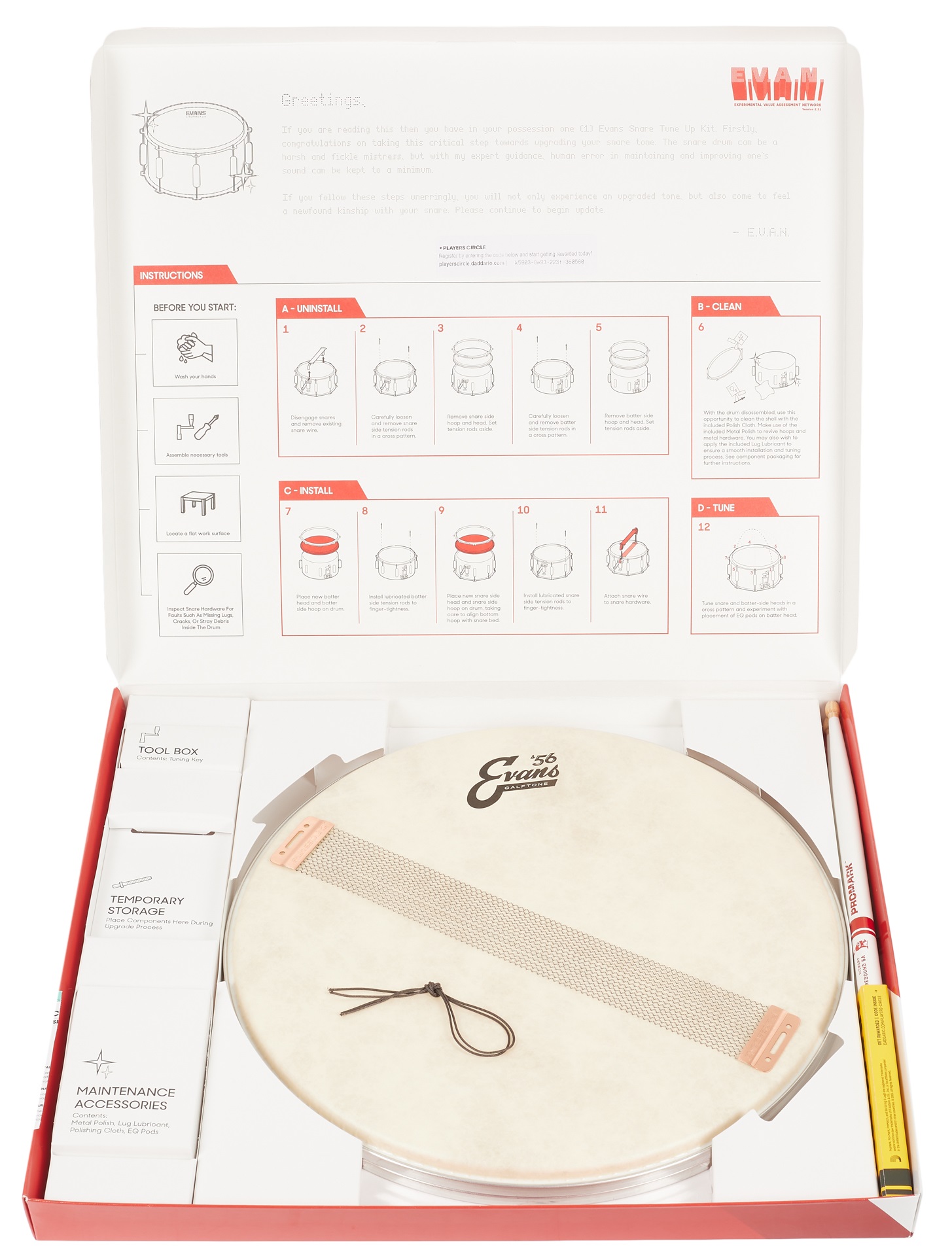 Evans 14" Snare Tune Up Kit Calftone (obrázek 5)