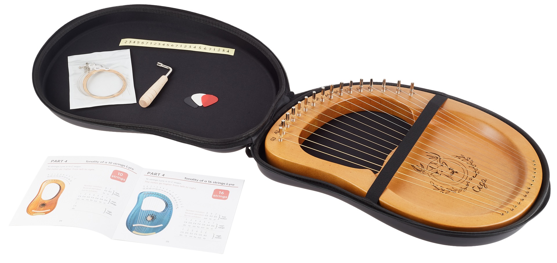 Cega Lyre Harp Rounded 16 Strings Natural (obrázek 5)