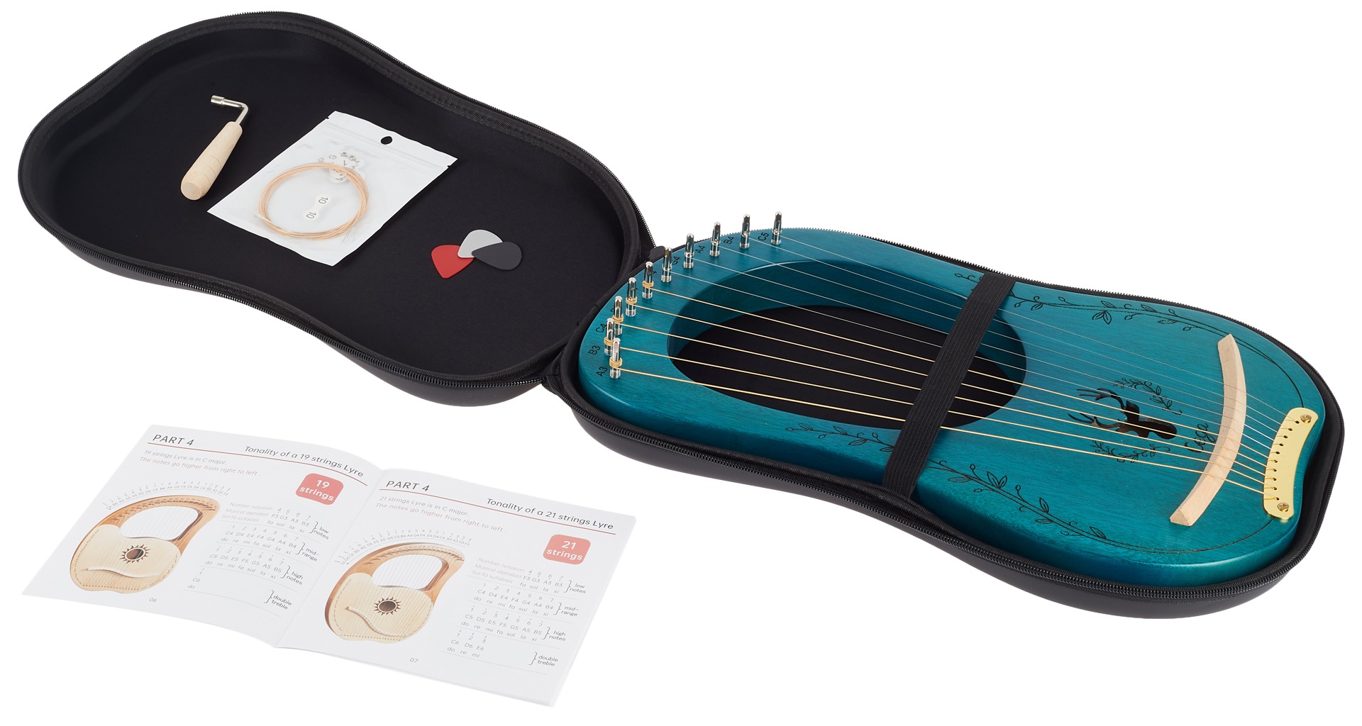 Cega Lyre Harp 10 Strings Blue (obrázek 5)