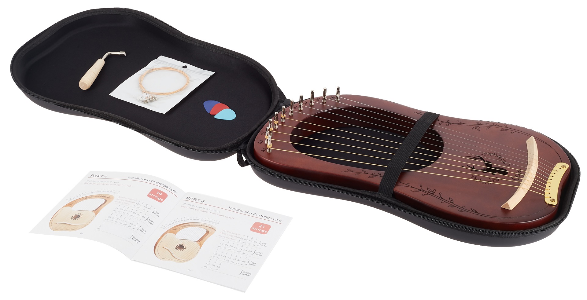 Cega Lyre Harp 10 Strings Coffee (obrázek 5)