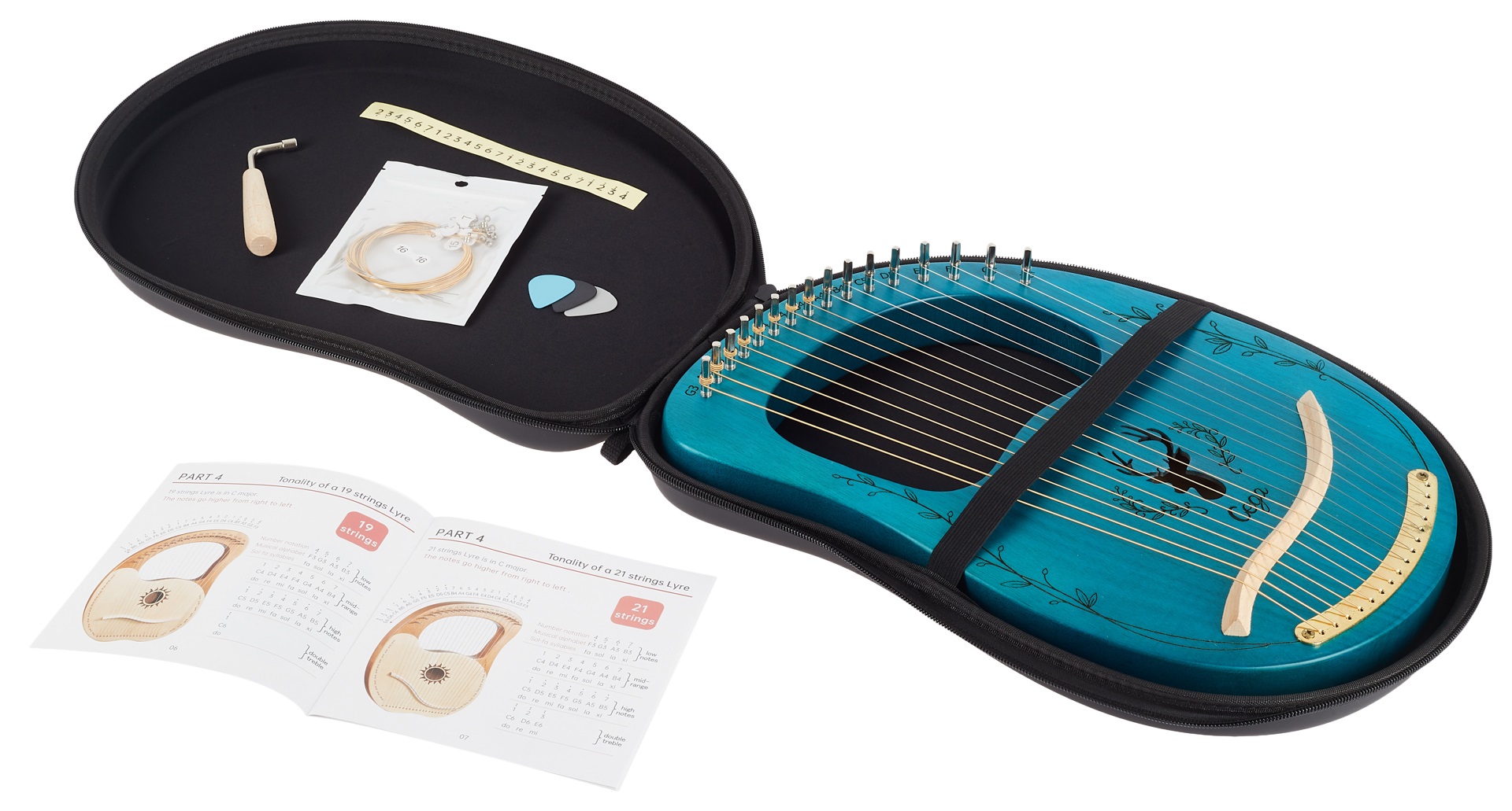 Cega Lyre Harp 16 Strings Blue (obrázek 5)