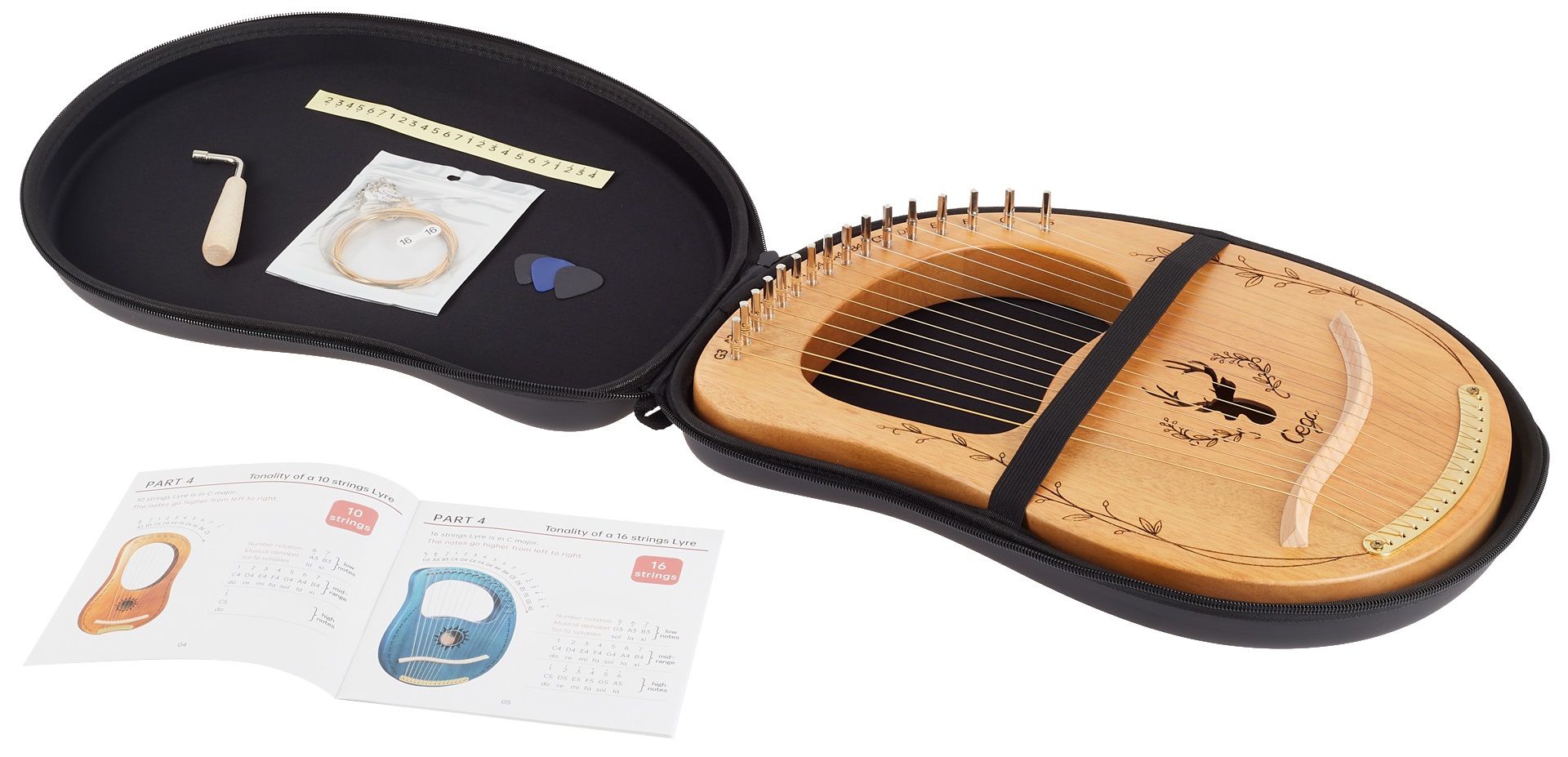 Cega Lyre Harp 16 Strings Natural (obrázek 5)